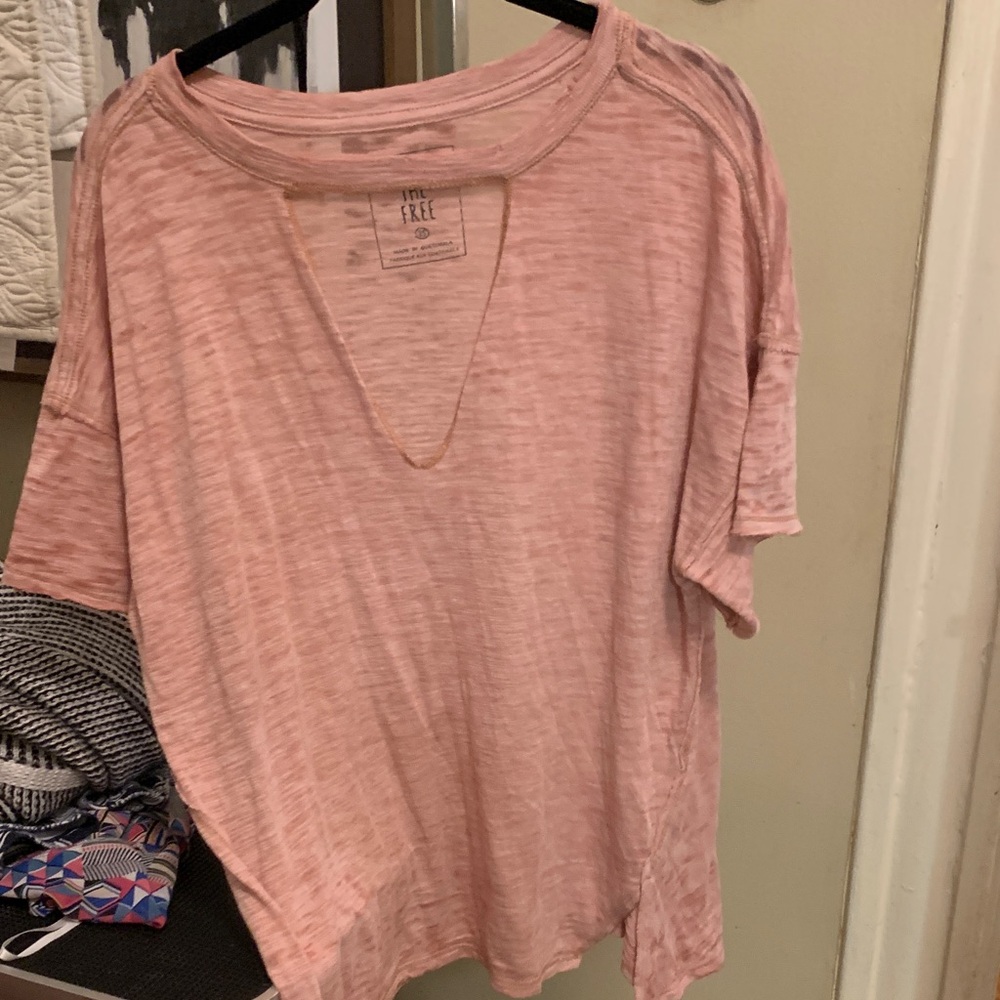 Free People Light Pink Short Sleeve Tee